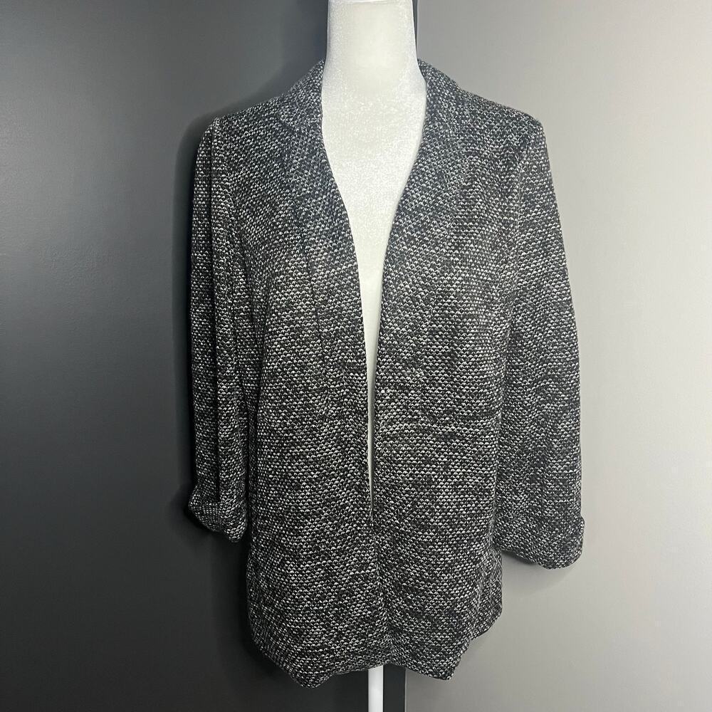 NWT Lauren Conrad Woman’s Black White Open Front Lined Blazer-‎ Size M